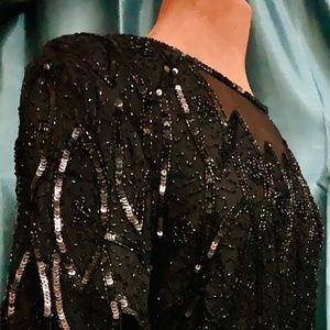 🛑.SOLD‼️ ⚫️ | STÉNAY Midnight Black SILK SEQUINS BEADED BLOUSE